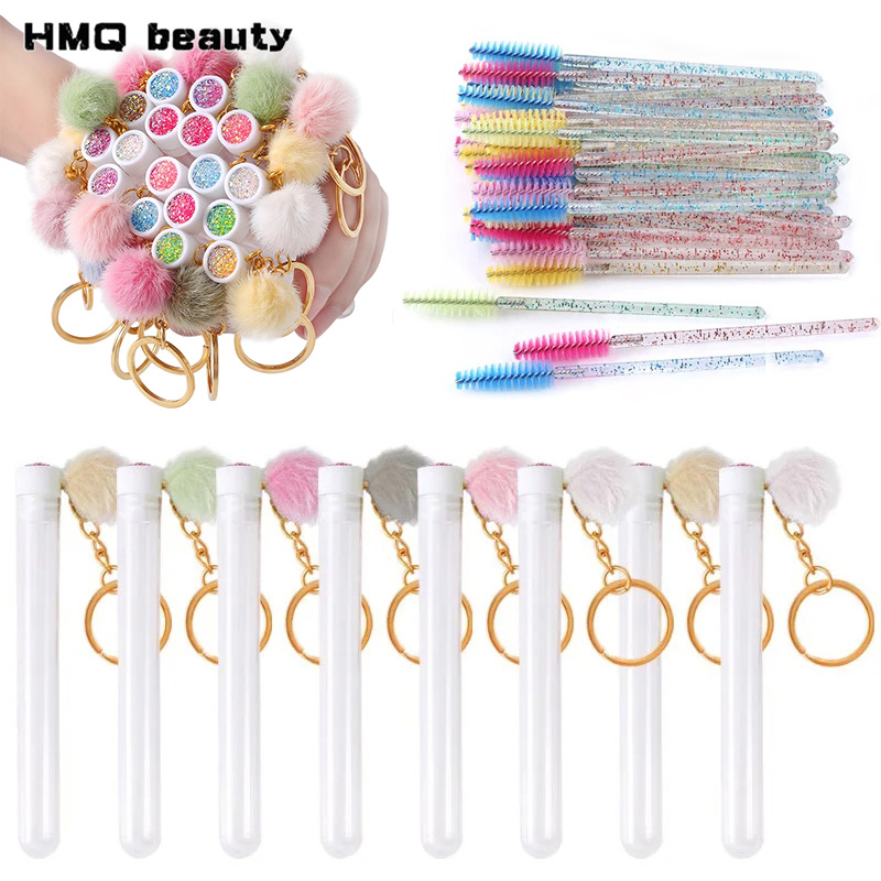 Beauty Makeup Youtube - 50/5pcs Gold Keychain Tube Eyelash Brush