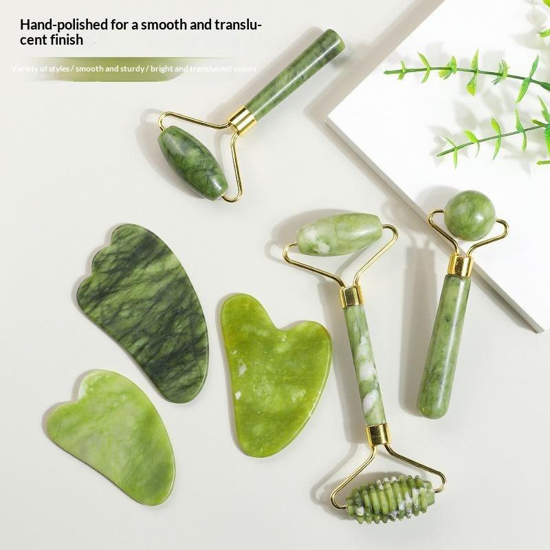 Jade Roller Gua Sha - 【Y】1/2 PCS Natural Jade Roller Gua