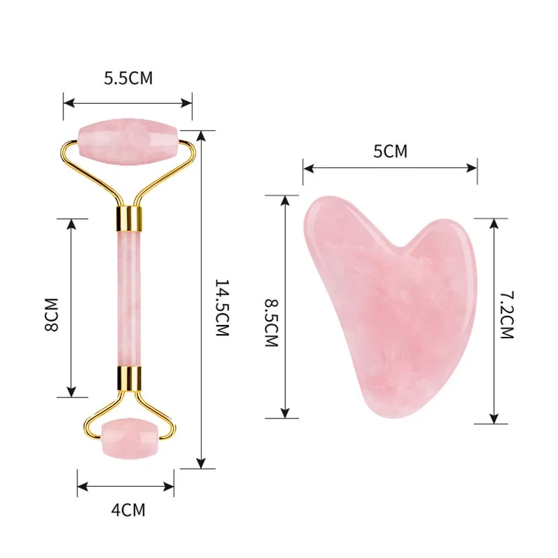Rose Quartz Gouache Scraper Fa - Jade Roller Gua Sha recension och pris