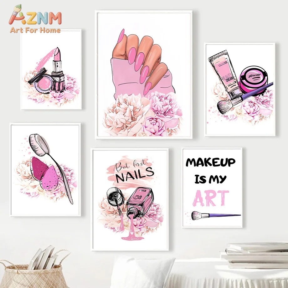 AZNM Pink Nail Makeup Canvas W - Makeup Is Beauty Quotes recension och pris