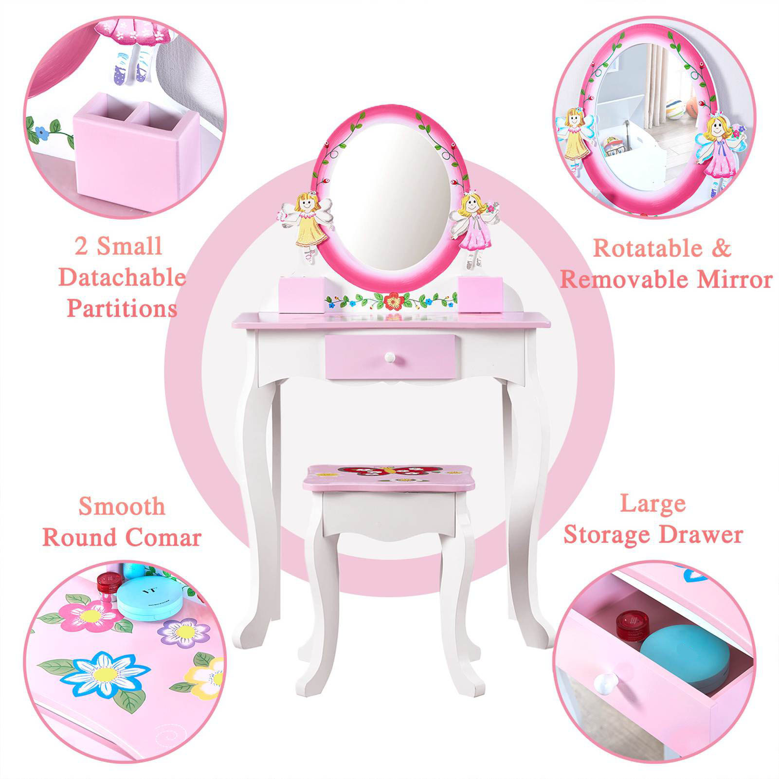 Kids Vanity Set Floral Printed - Beauty Makeup Kit For Kids recension och pris