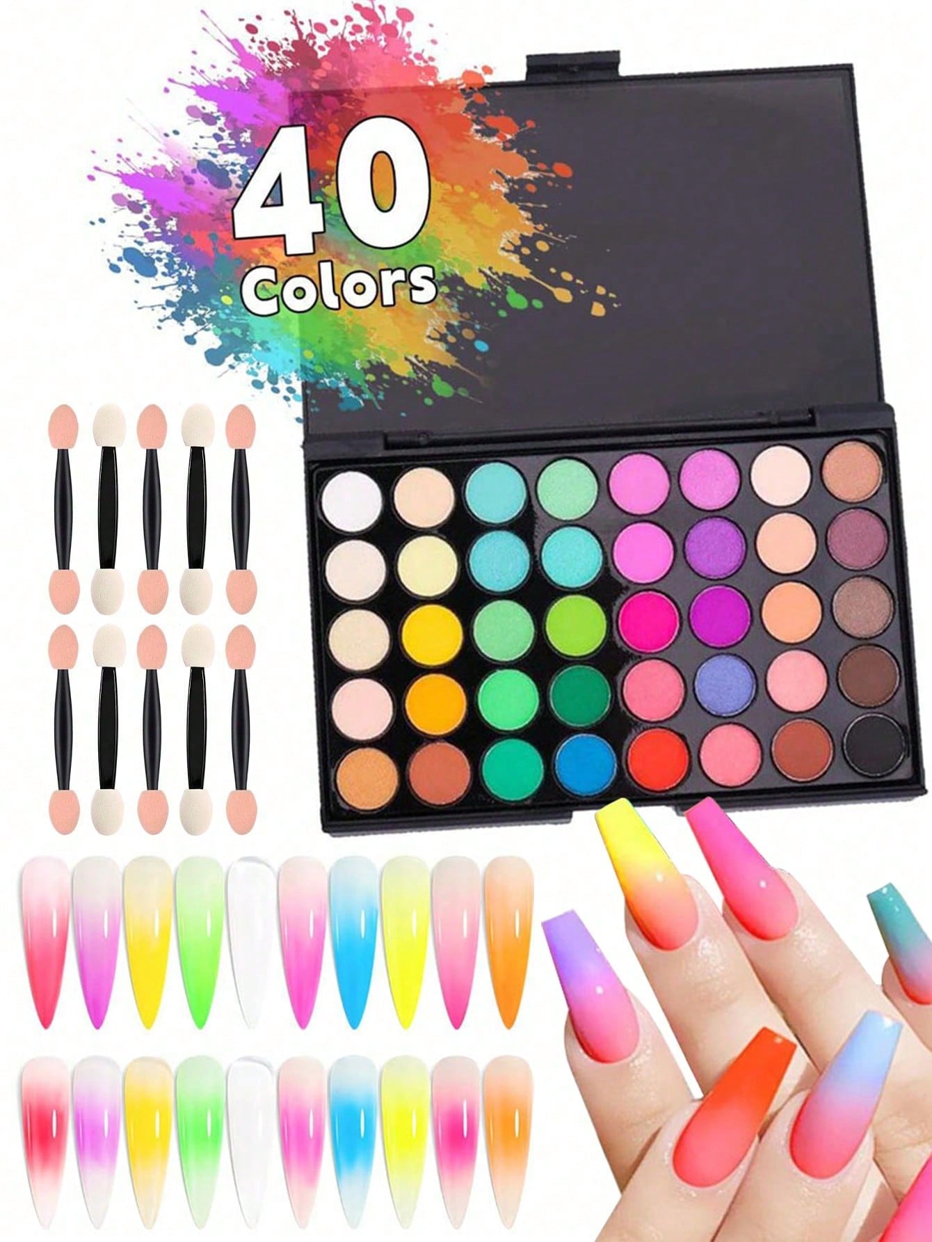 Nail Art Pigment Powder Palett - Eyeshadow Glitter Pigment recension och pris
