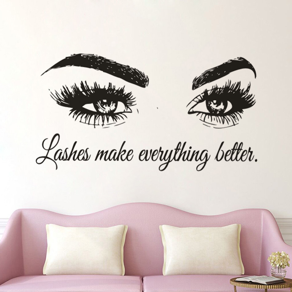 Eyelashes Vinyl Wall Decal Bea - Makeup Is Beauty Quotes recension och pris