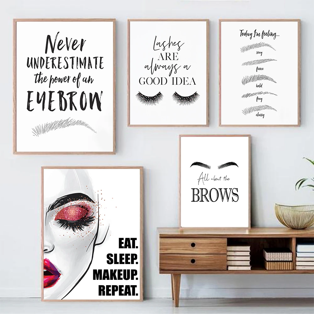 Fashion MakeUp Canvas Painting - Makeup Is Beauty Quotes recension och pris